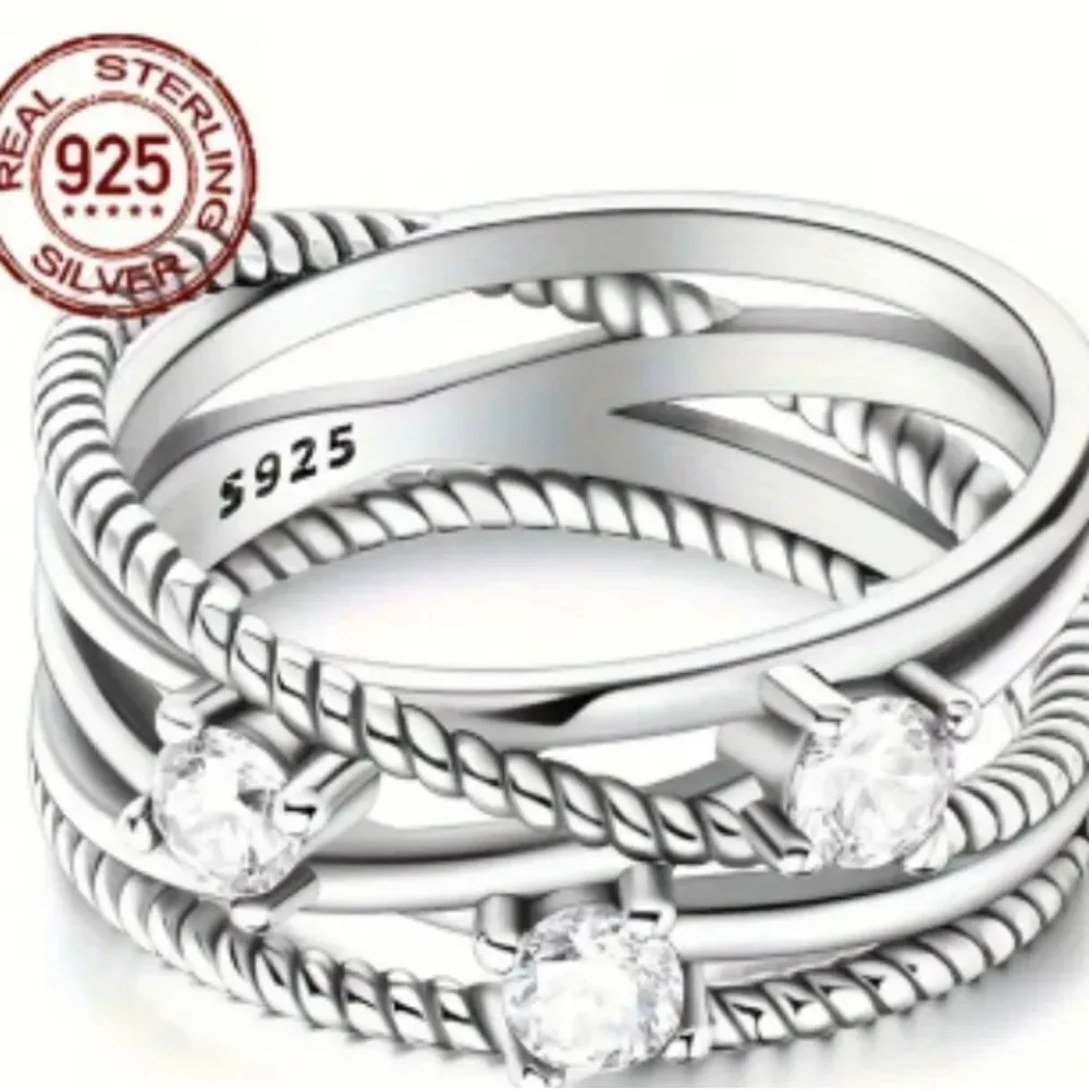 Women's Classic 925 Sterling silver ring sz 8